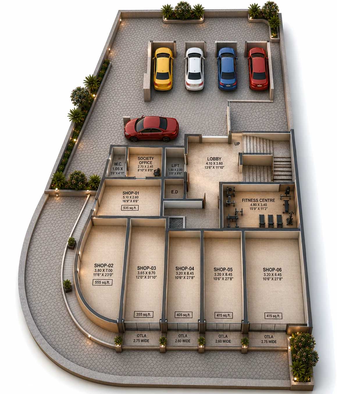 Dhruva Ground floor plan — Retail & common amenities