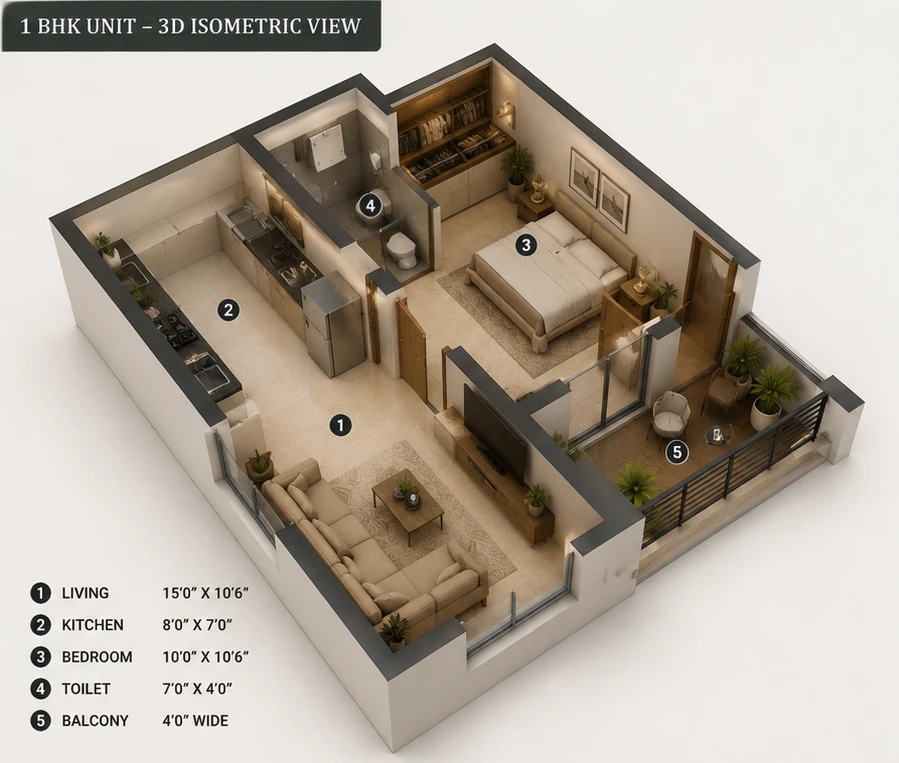 Prithvi 1BHK flat layout