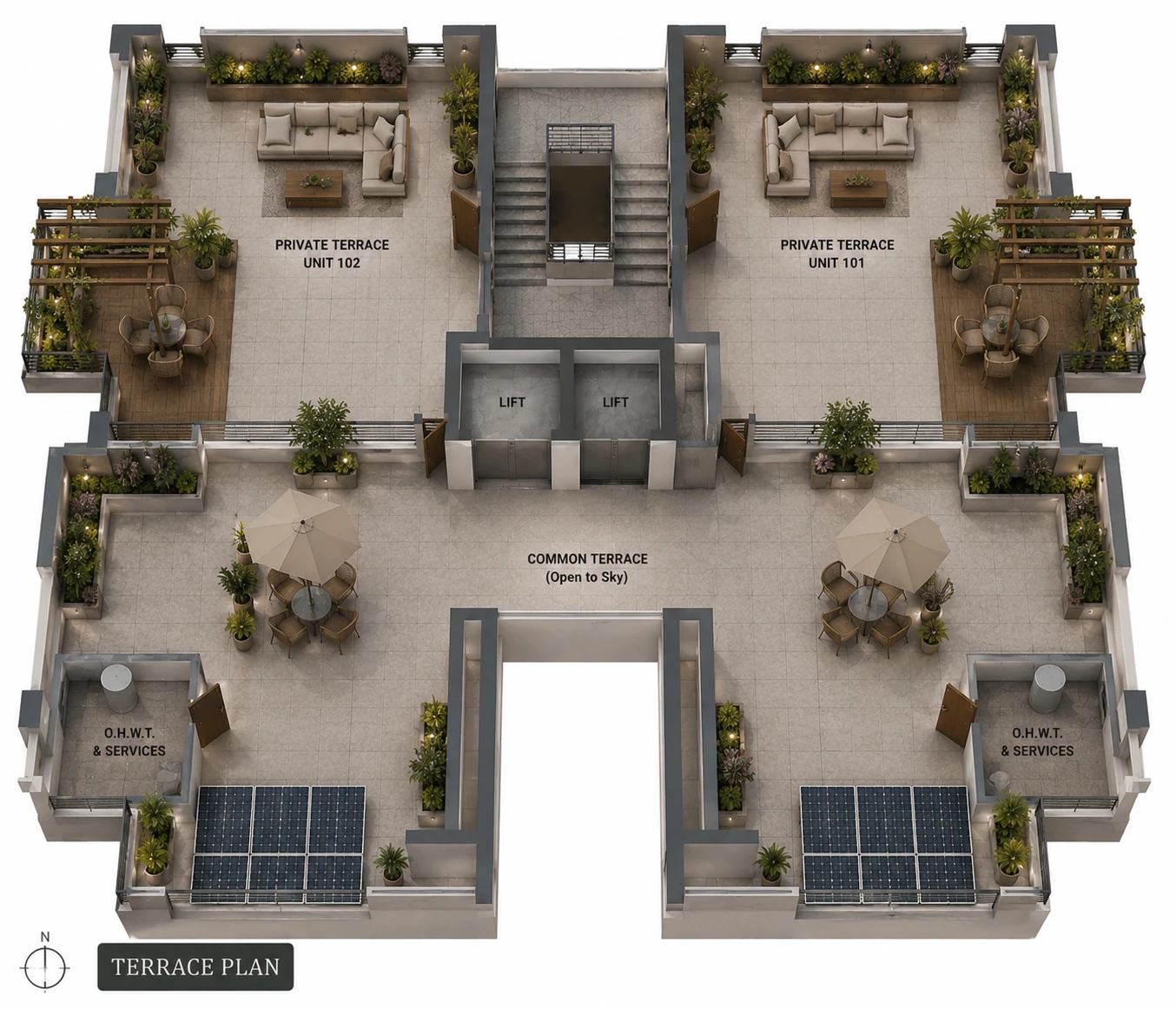 Prithvi Rooftop terrace plan — Above the seventh floor