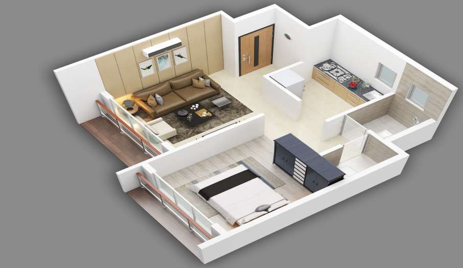 Rudra Grand 1 BHK — 560 sq. ft. home layout render