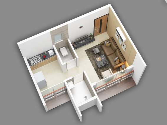 Rudra Spacious 1 RK — 440 sq. ft. home layout render