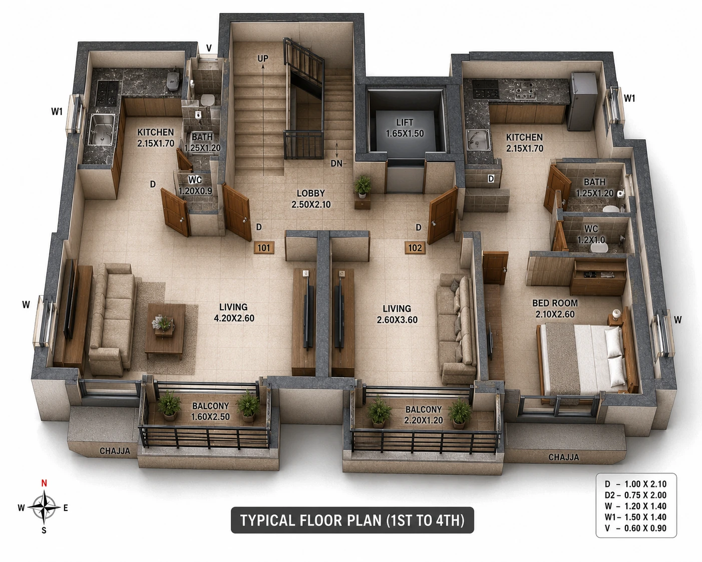 Shaurya 1RK home layout
