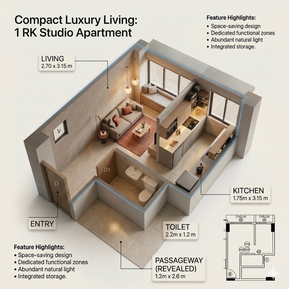 Shikhar 1RK floor plan — Series 6 · Studio apartment
